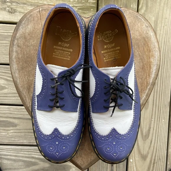 RARE Dr. Martens Vintage Purple-Blue & White MIE 3989 Brogue Shoes Men\'s Size 12 Dr. Martens MIE Two Tone Blue 90 main image 2
